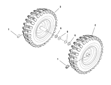 Wheels And Tires Group Diagram and Parts List for 1695443-ST1332S 2008 Briggs and Stratton Snow Blower